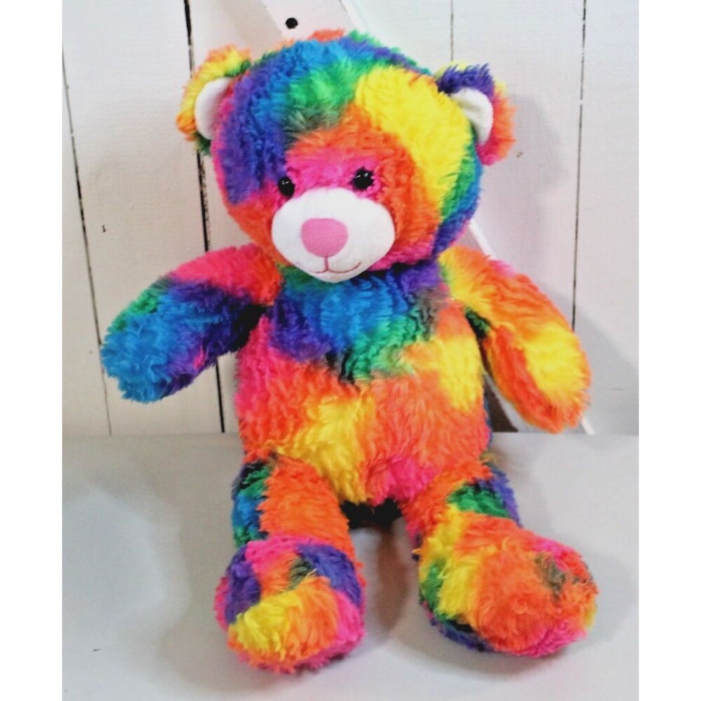 Build A Bear Plush Rainbow Multi-Colored Tie Dye 18” Teddy Bear Stuffed Animal